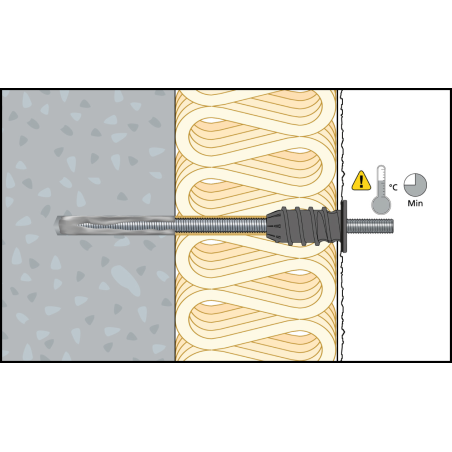 ResiTHERM® 12, 2 pcs, tige d'ancrage M12x260 acier inoxydable A4, raccord fileté M12x70 acier inoxydable A4